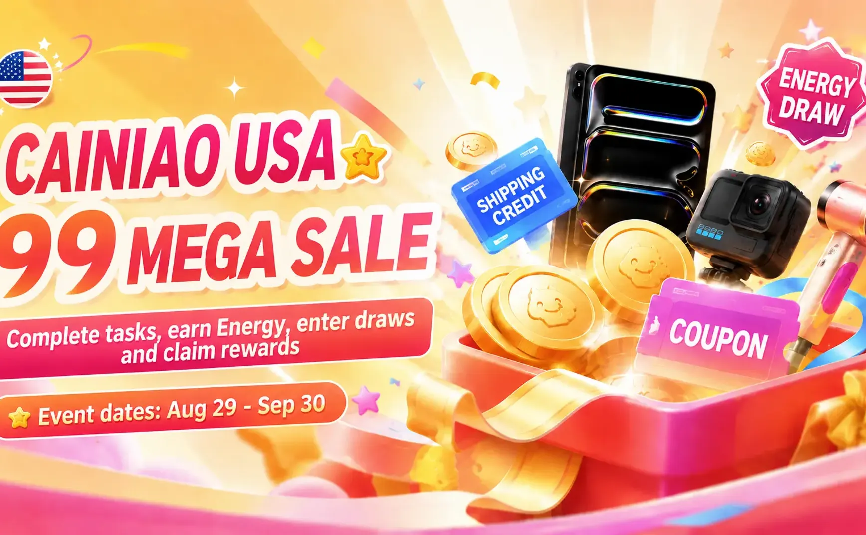 Cainiao USA September Boost Guide: Get 30 Energy, Redeem Shipping Credit, and Try USAVE at Checkout