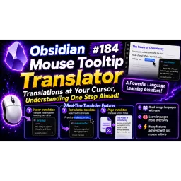 Obs184|🚀 The Ultimate Language Learning Tool for Obsidian! Mouse Tooltip Translator Makes Reading Foreign Text Effortless—Hover Your Mouse and Turn Obsidian into an Instant Translator