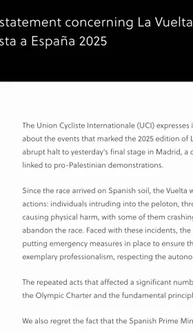 #002 UCI发文痛批西班牙政府