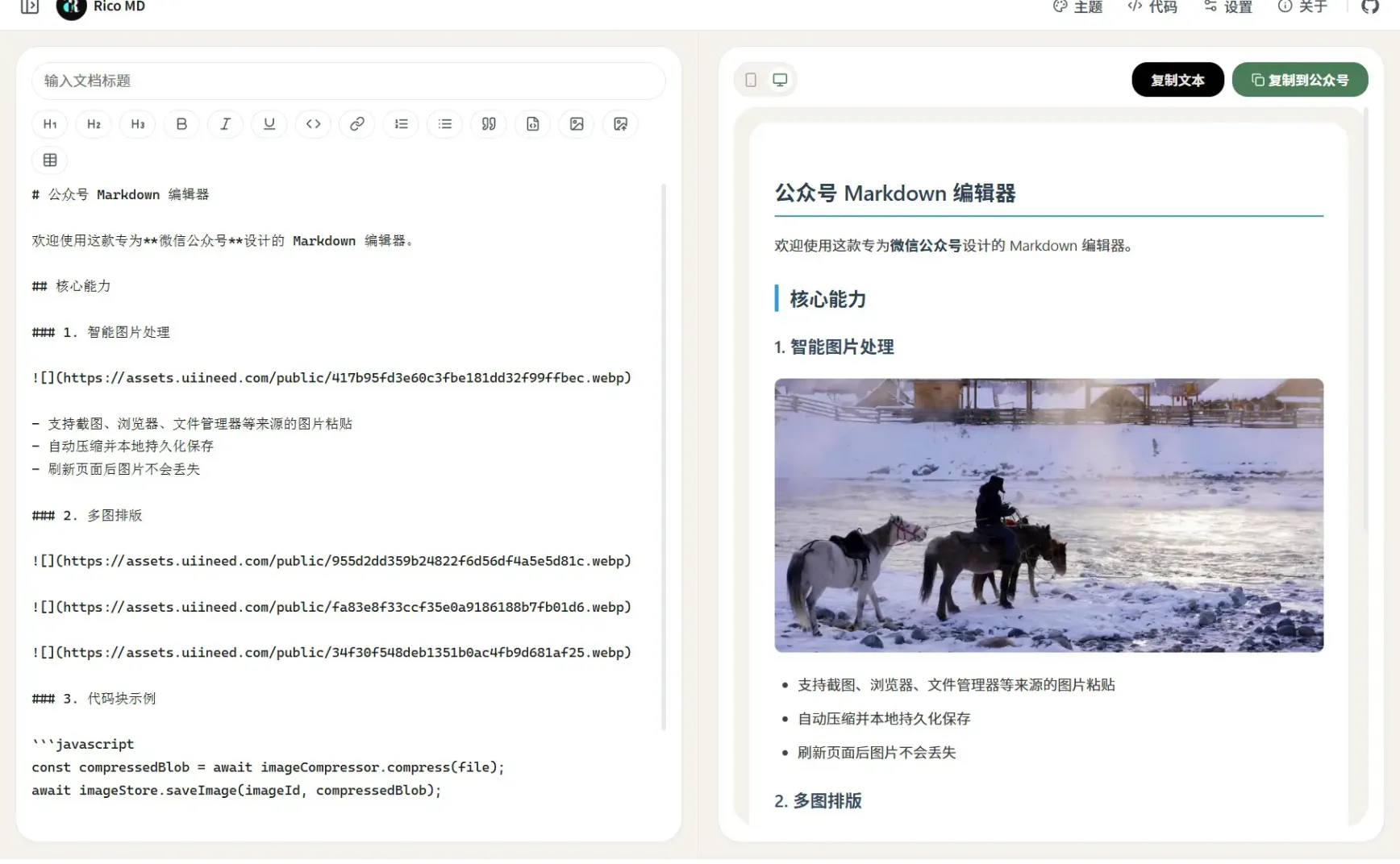 Rico MD - 公众号 Markdown 编辑器