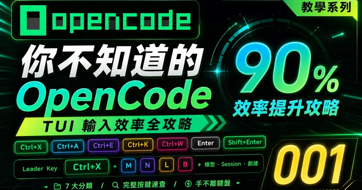 90% 的人不知道的 OpenCode 隱藏快捷鍵─OpenCode TUI 輸入效率全攻略，UI佈局＋按鍵完整分類 [OpenCode ...