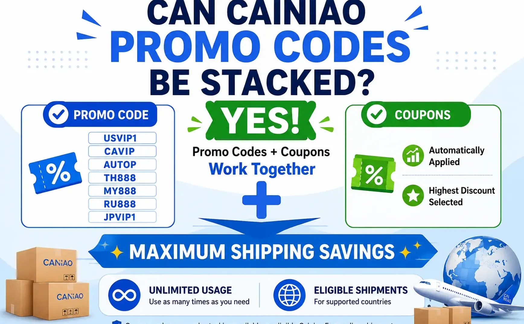 Are Cainiao Promo Codes Stackable? Yes, They Can Be Combined With Coupons