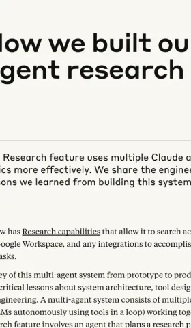 Anthropic discusses "How We Construct a Multi-Agent Research System."