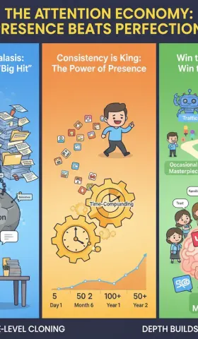 在注意力稀缺的时代，能够持续占据用户心智的，永远是那些"一直在场"的人。