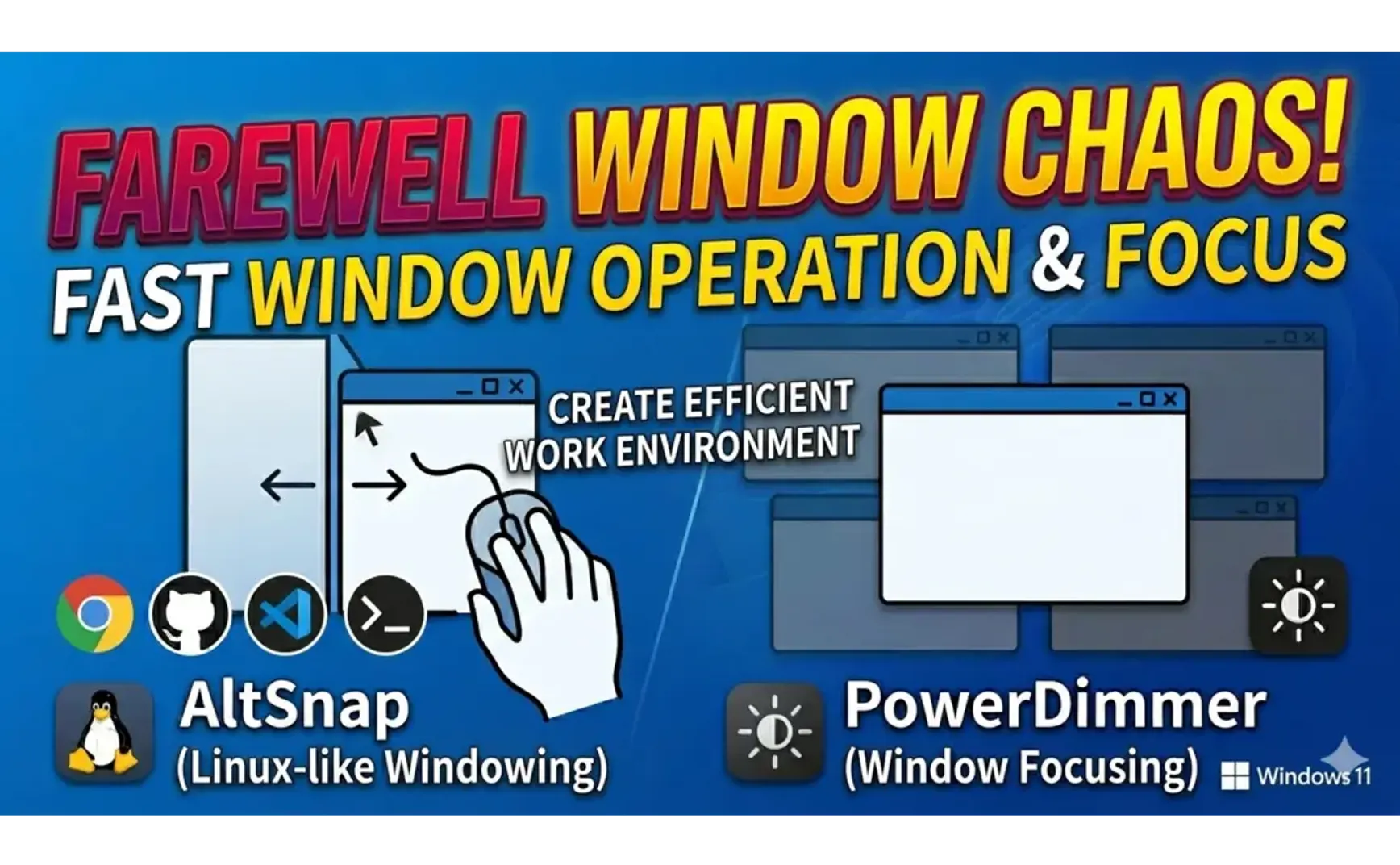 Enhancing Window Management Tools for Windows: AltSnap and PowerDimmer